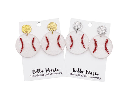 Glitter Baseball Earrings