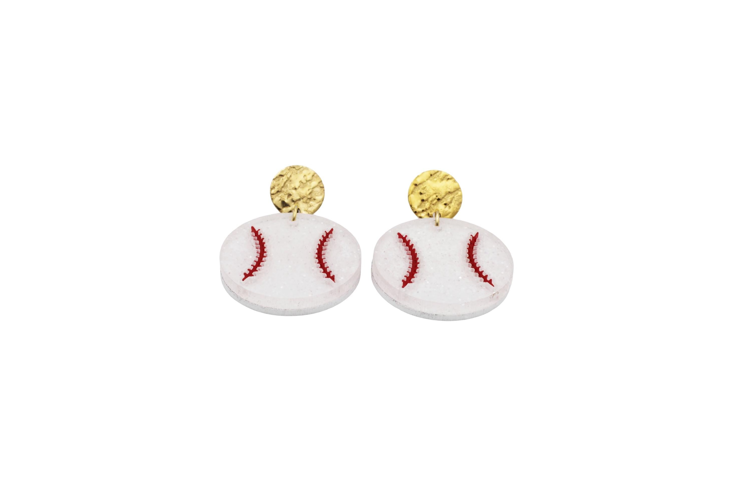 Glitter Baseball Earrings