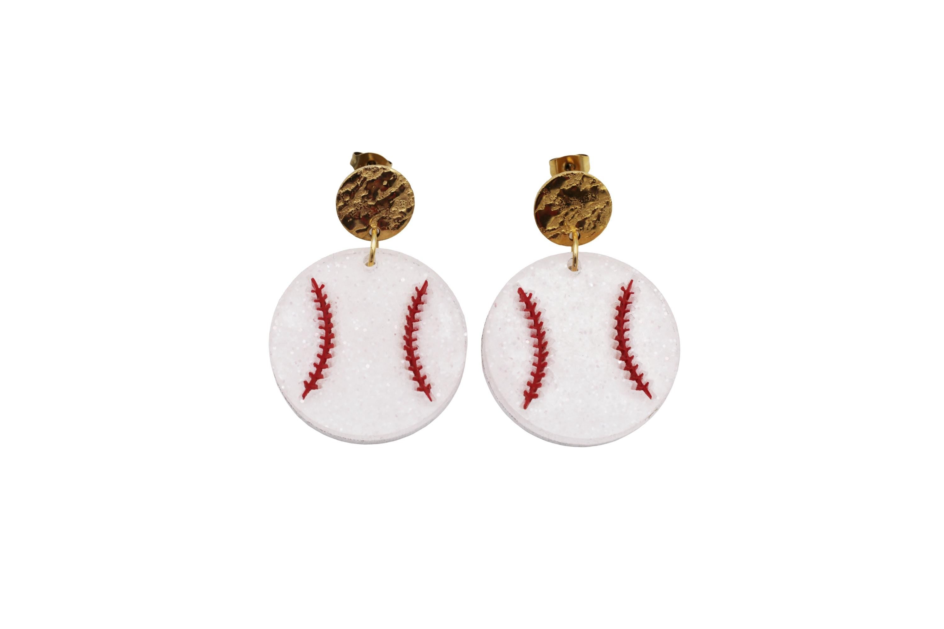 Glitter Baseball Earrings