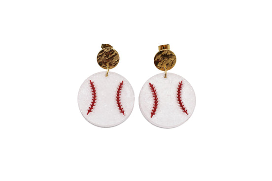 Glitter Baseball Earrings