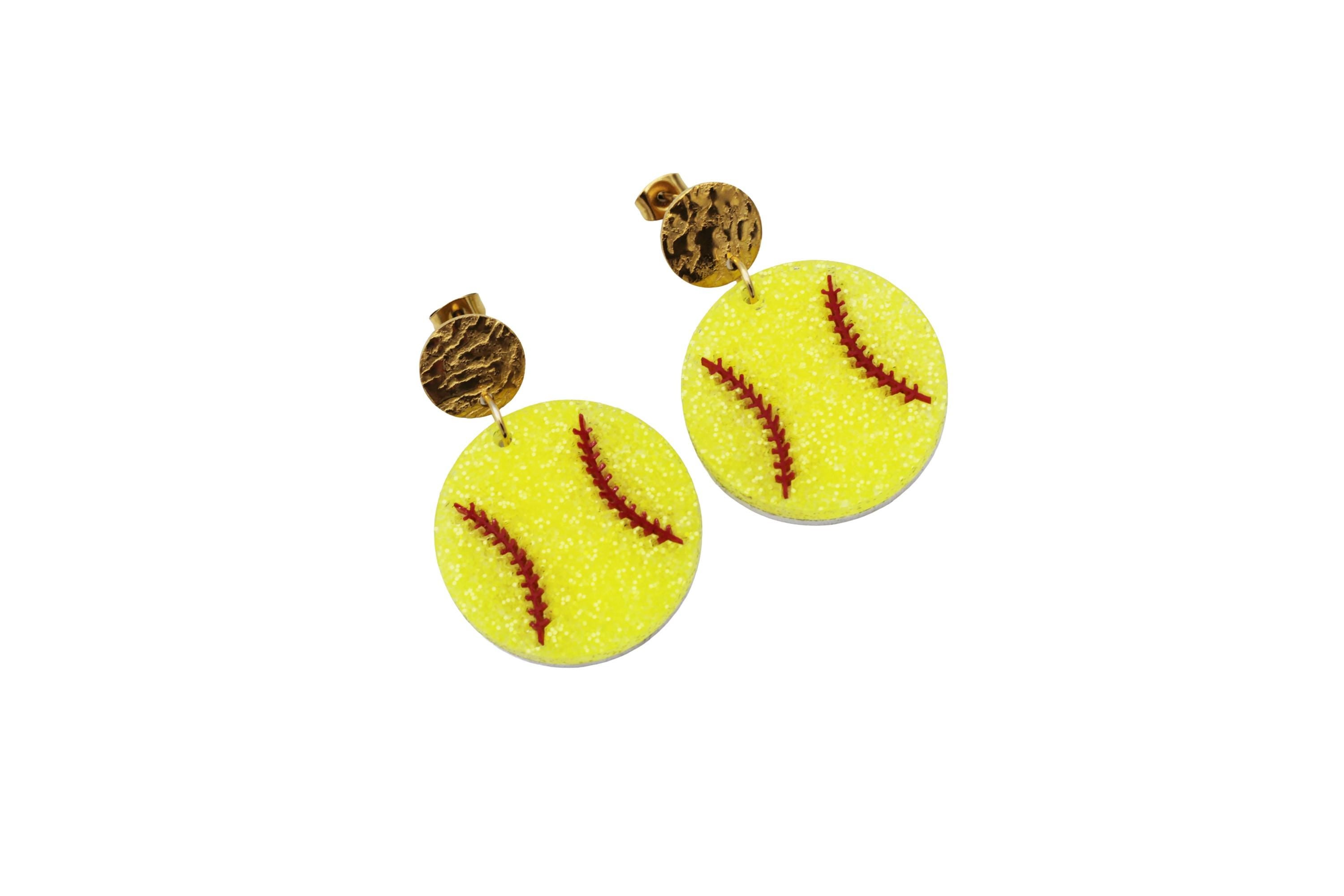 Glitter Softball Earrings