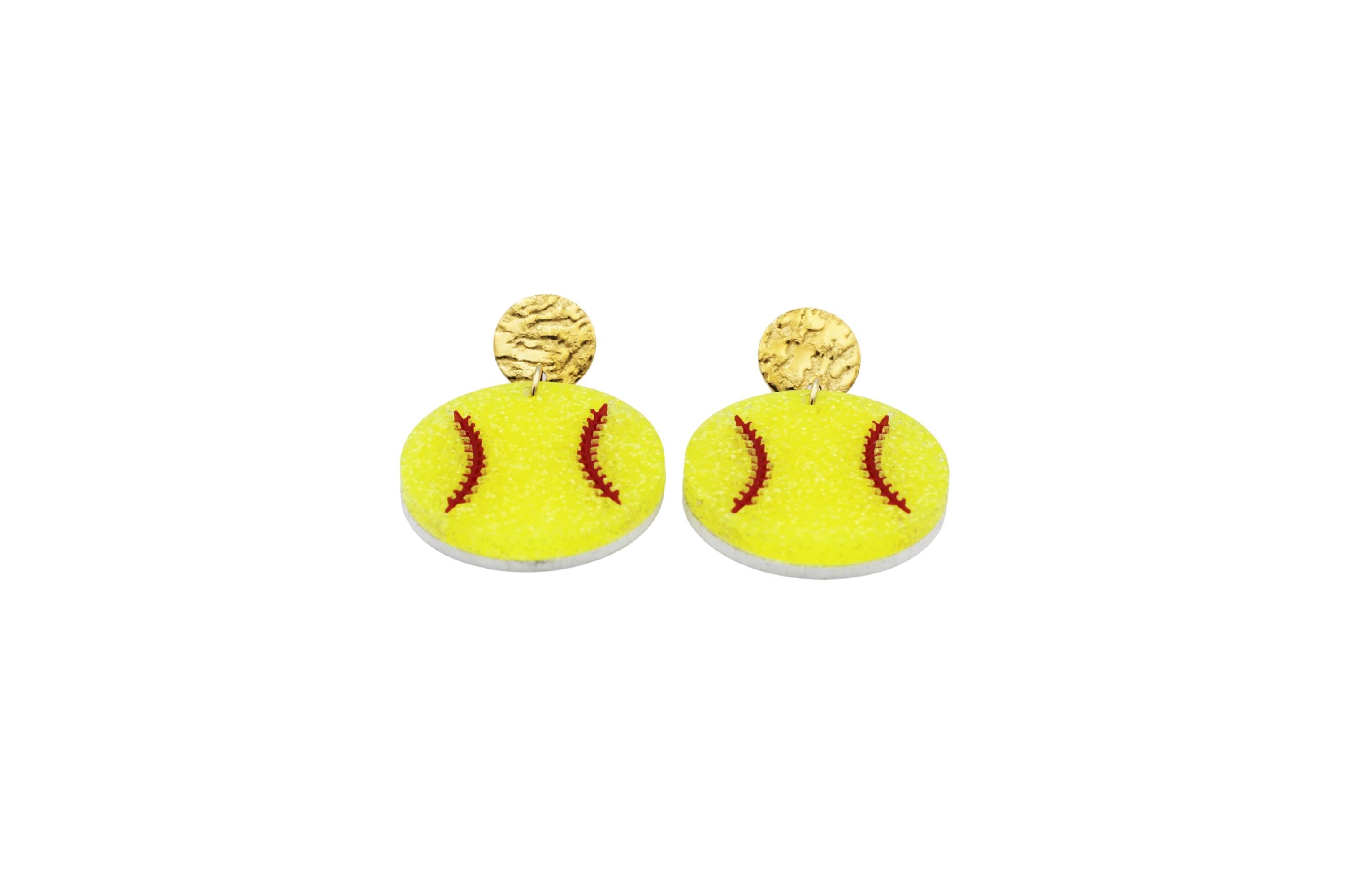 Glitter Softball Earrings