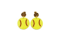 Load image into Gallery viewer, Glitter Softball Earrings
