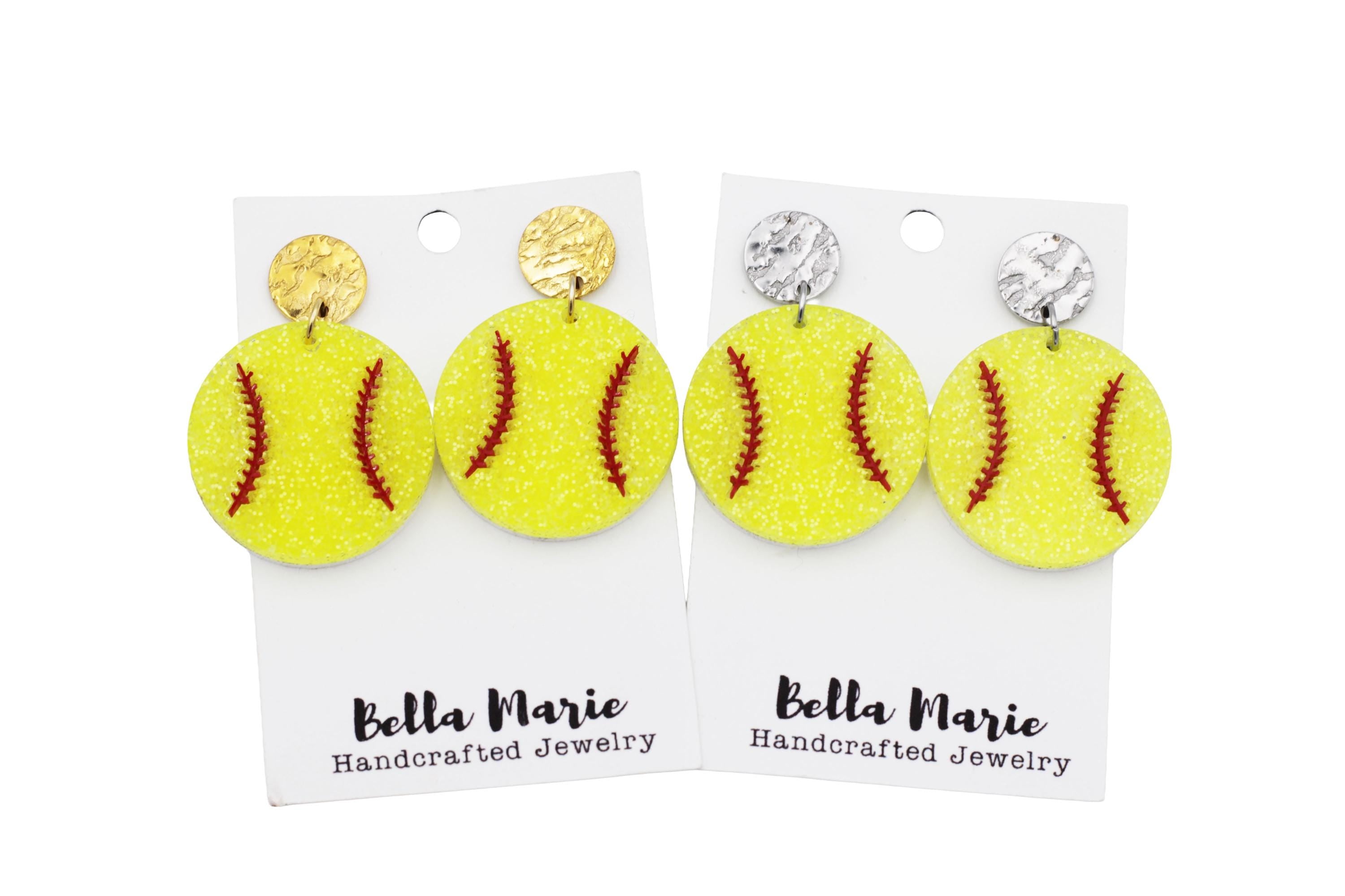 Glitter Softball Earrings