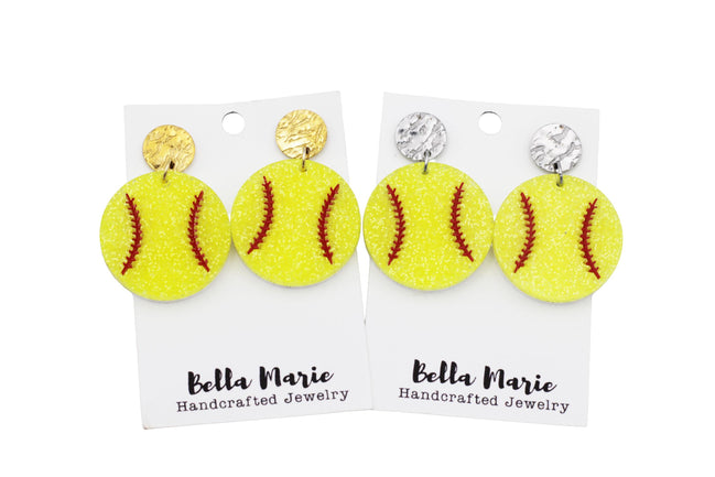 Glitter Softball Earrings