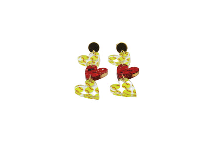 Softball Triple Heart Earrings