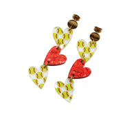 Softball Triple Heart Earrings