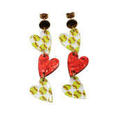 Softball Triple Heart Earrings