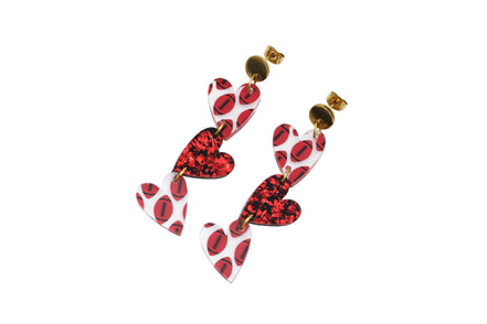 Football Triple Heart Earrings