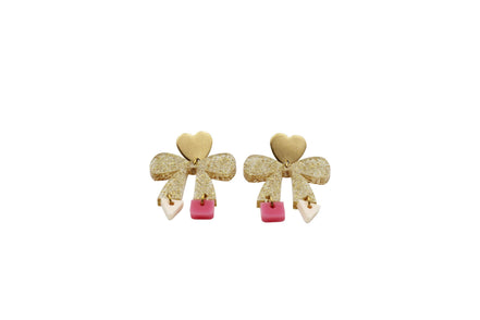 Glitter Pencil Bow Earrings