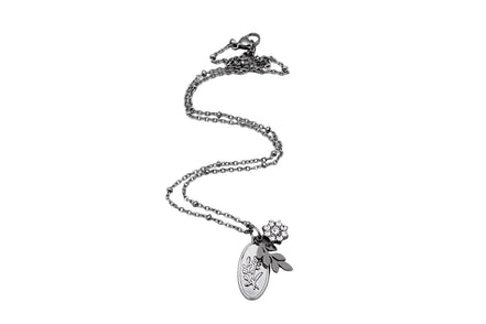 Leaf Oval Charm Necklace