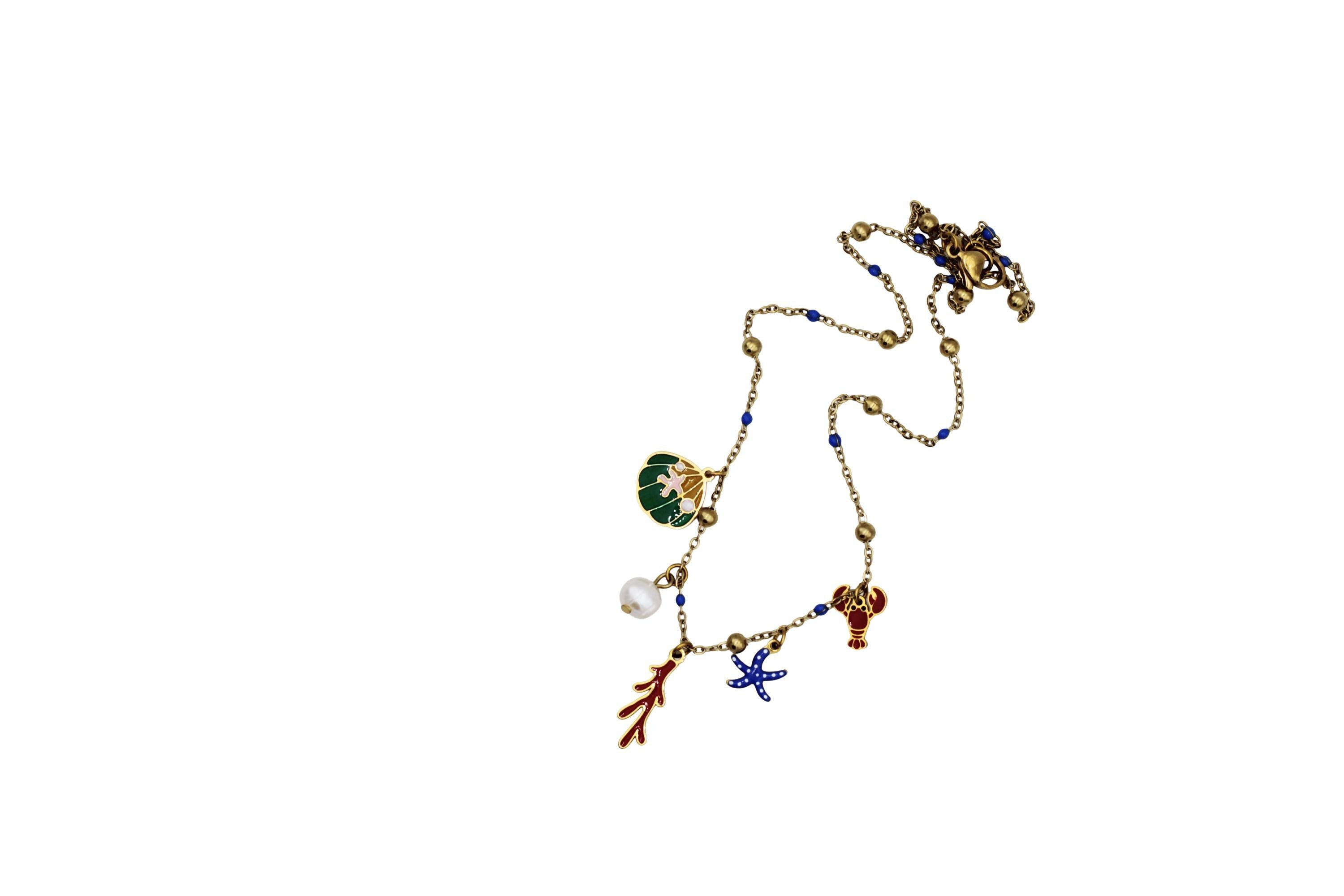 Nautical Enamel Multi Charm Necklace