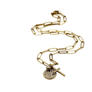 Cross & Rhinestone Charm Necklace