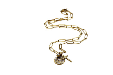 Cross & Rhinestone Charm Necklace