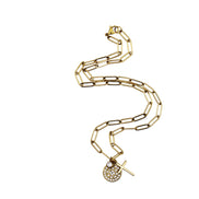 Cross & Rhinestone Charm Necklace