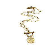 Textured Cross Charm Toggle Necklace