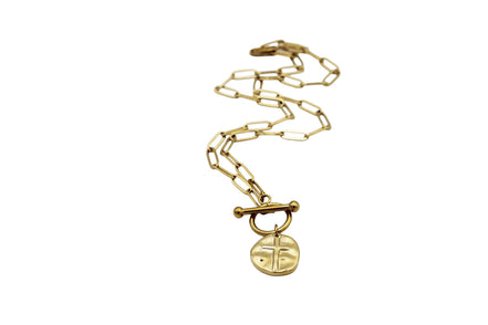 Textured Cross Charm Toggle Necklace