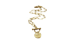 Load image into Gallery viewer, Textured Cross Charm Toggle Necklace
