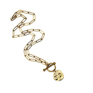 Textured Cross Charm Toggle Necklace