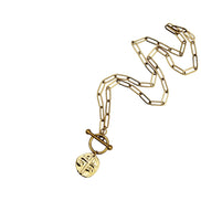 Textured Cross Charm Toggle Necklace