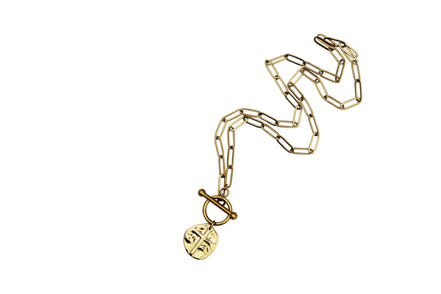 Textured Cross Charm Toggle Necklace
