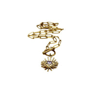 Gold Spikey Heart Rhinestone Toggle Necklace