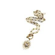 Gold Spikey Heart Rhinestone Toggle Necklace