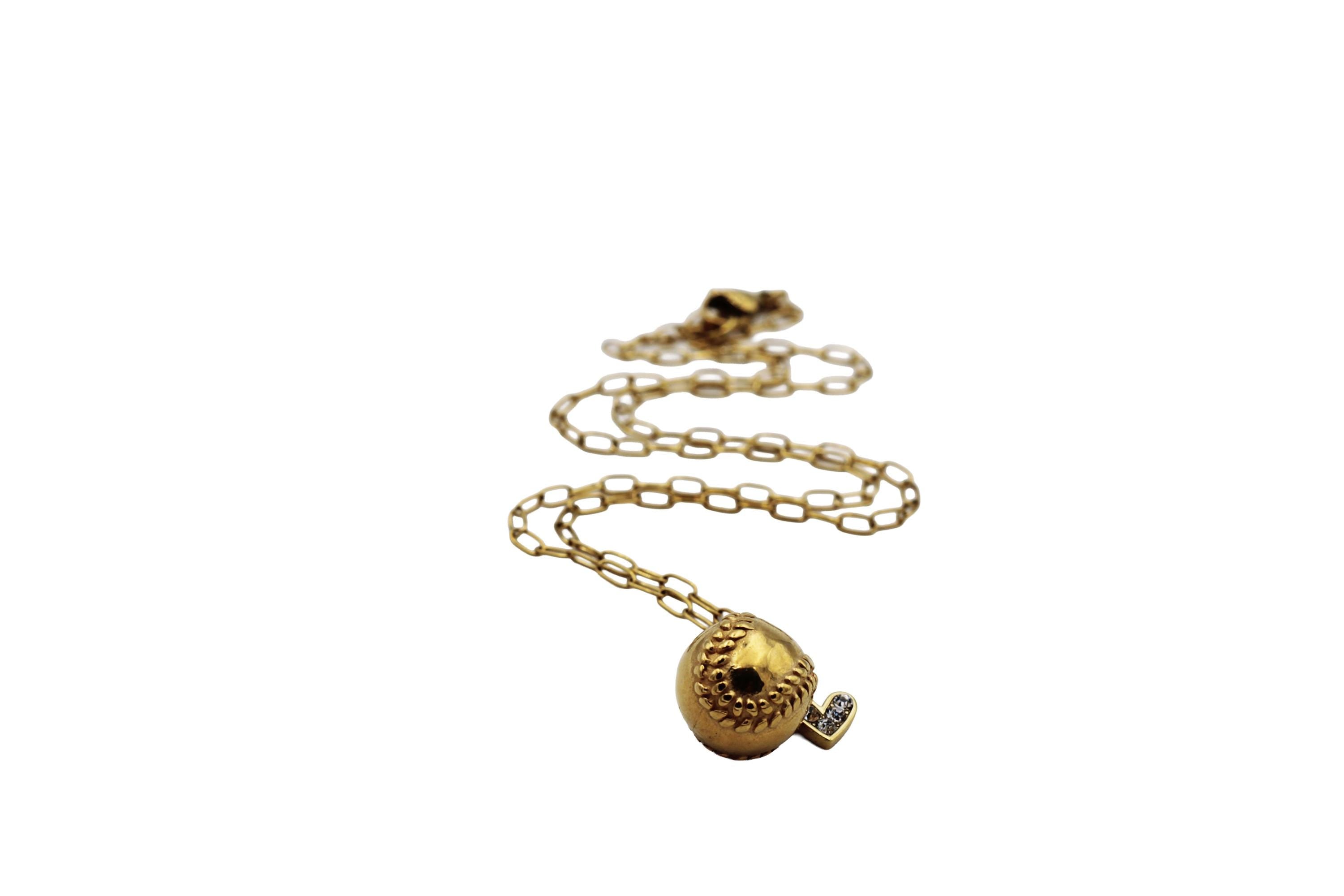 Gold Baseball Softball Charm Necklace