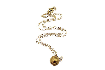 Gold Baseball Softball Charm Necklace