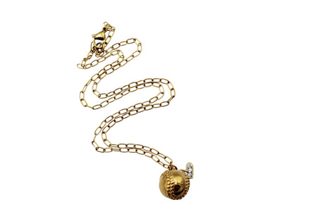 Gold Baseball Softball Charm Necklace
