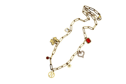 Gold N Multi Charm Necklace