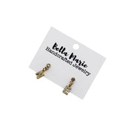 Gold Rhinestone NE Earrings
