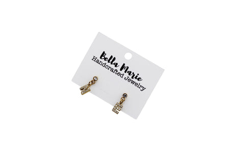 Gold Rhinestone NE Earrings