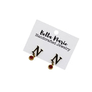 Gold N Red Rhinestone Earrings