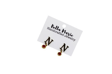 Gold N Red Rhinestone Earrings