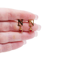 Gold N Red Rhinestone Earrings