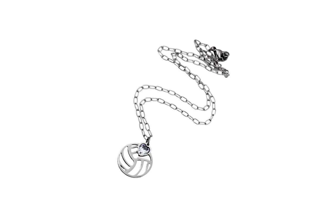 Silver Volleyball Necklace
