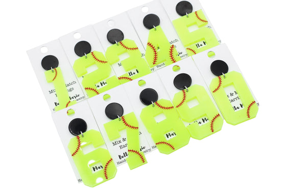 Softball Number Earrings