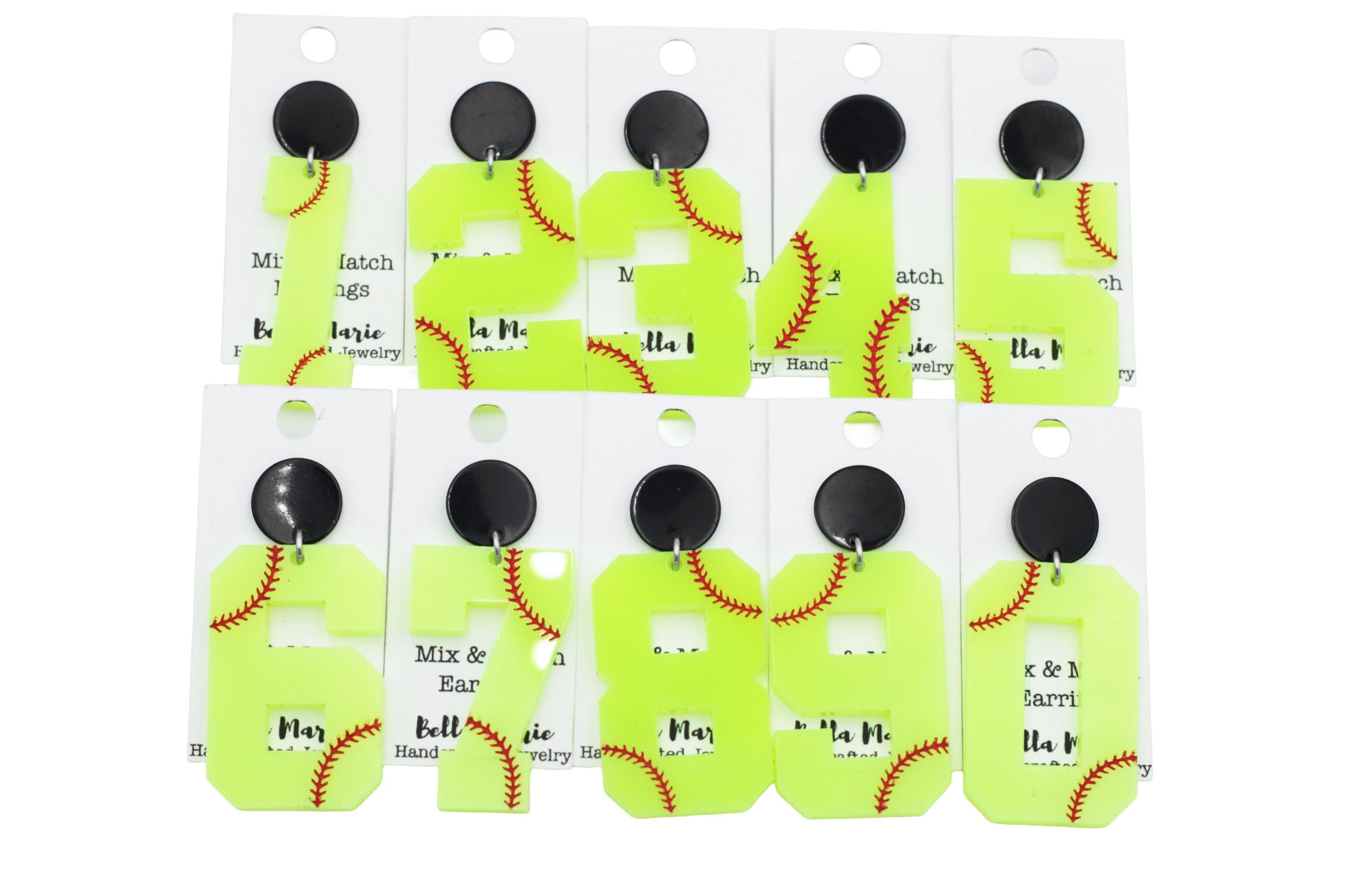 Softball Number Earrings