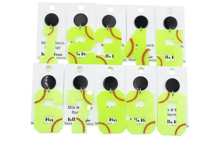 Softball Number Earrings