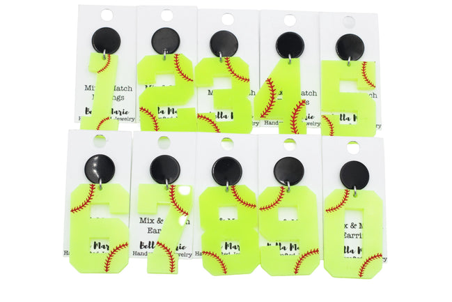 Softball Number Earrings