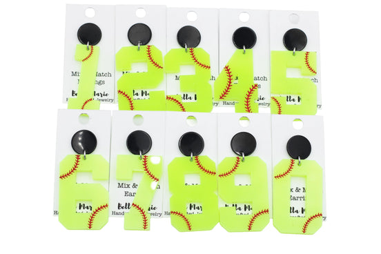 Softball Number Earrings