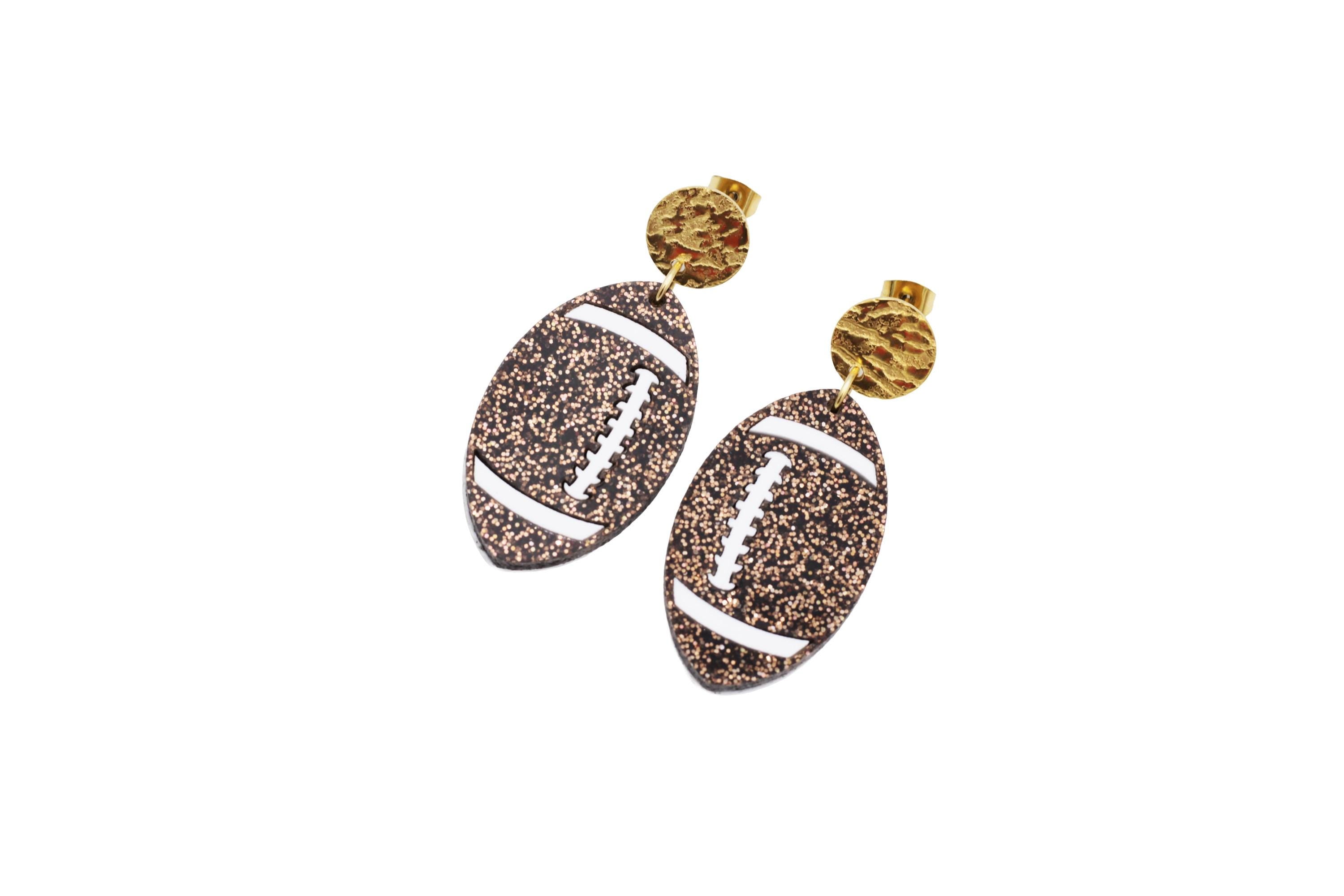 Glitter Football Earrings