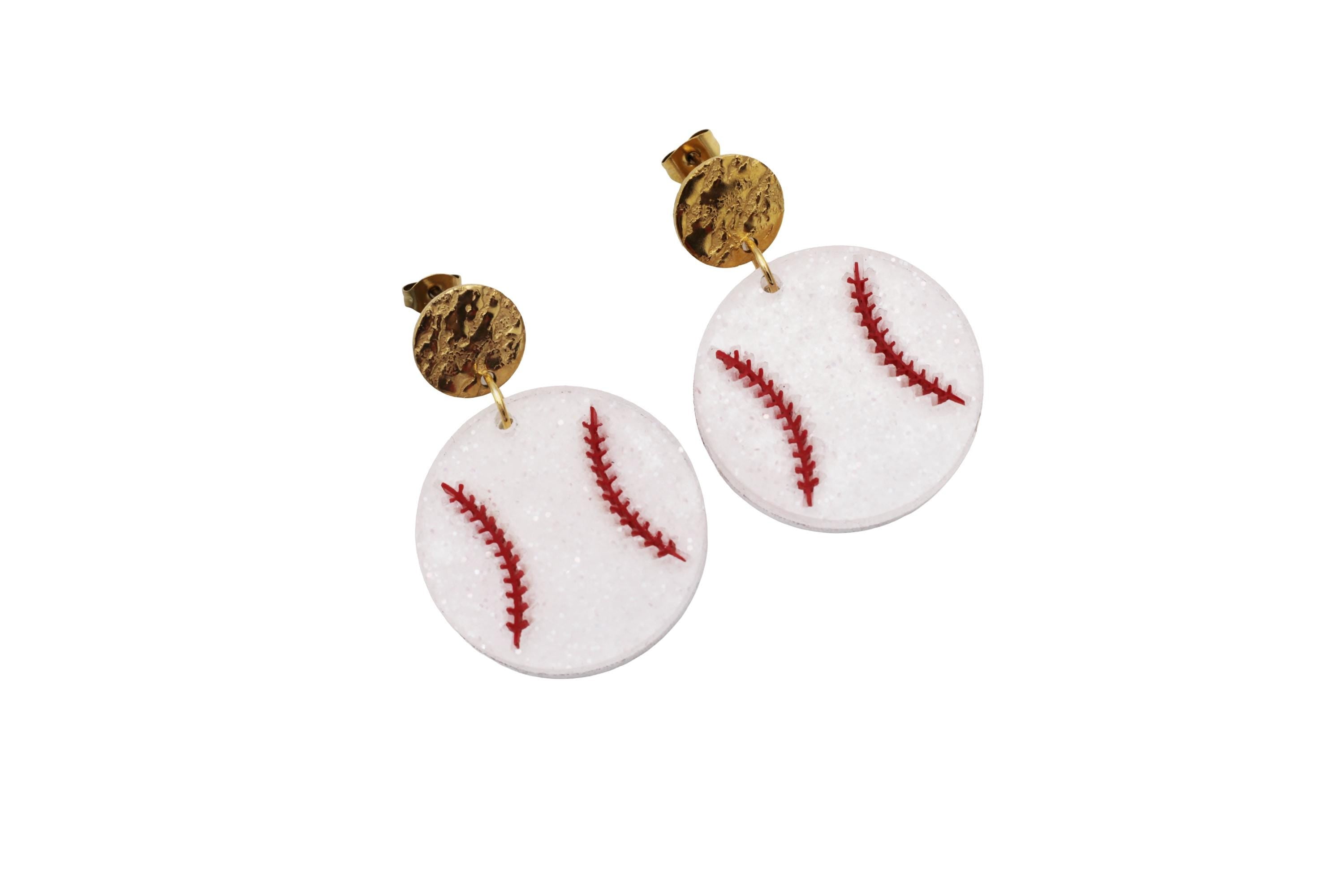 Glitter Baseball Earrings