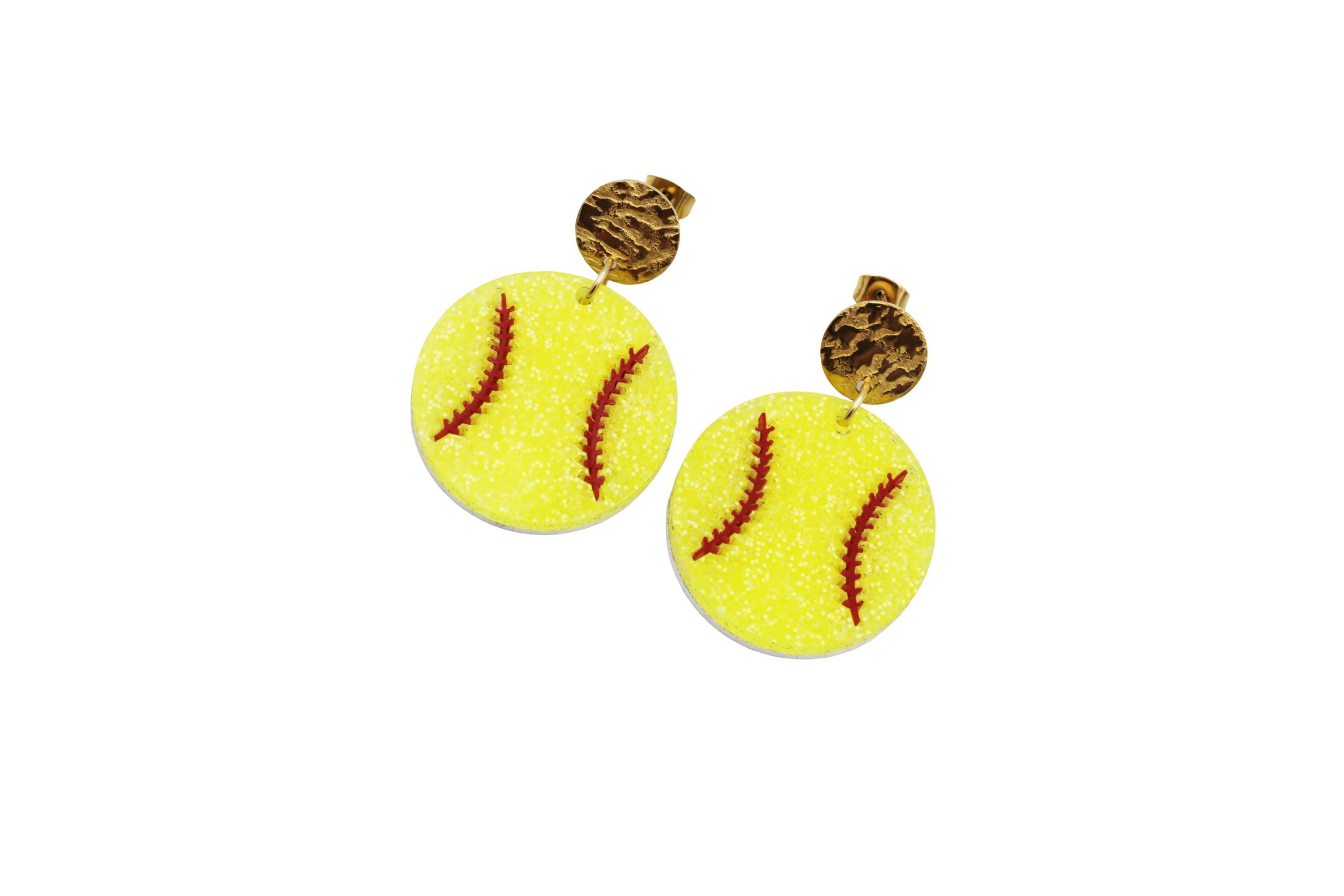 Glitter Softball Earrings