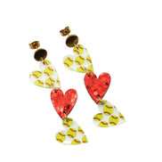 Softball Triple Heart Earrings