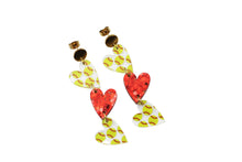 Load image into Gallery viewer, Softball Triple Heart Earrings

