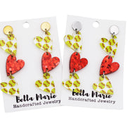 Softball Triple Heart Earrings