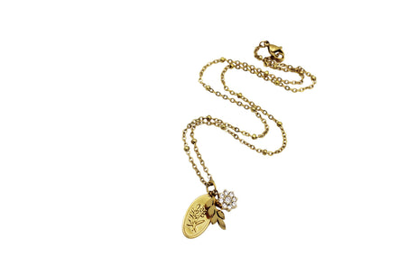 Leaf Oval Charm Necklace