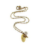 Leaf Oval Charm Necklace
